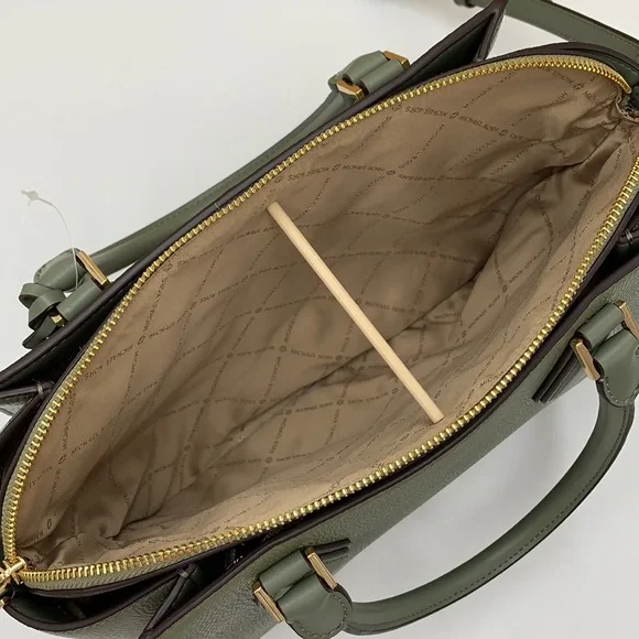 MICHAEL KORS DARIA LARGE SATCHEL ARMY GREEN / BROWN SIGNATURE COLOR - Picture 10 of 16